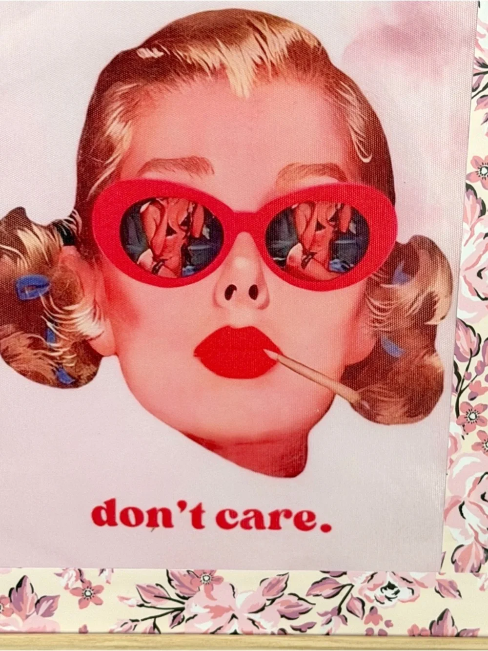 I Respectfully Don’t Care Happy Housewife Blunt Smoking Canvas Art Print Framed